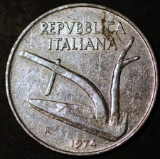 Italia 10 Lire 1974 KM# 93