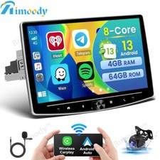 Autoradio 1 DIN 10.1" Android 13 4+64G GPS fotocamera 360° gradi schermo girevole