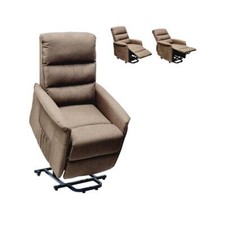 Idea Regalo Poltrona Taiti Elettrica Tessuto Alzapersona con Ruote Marrone