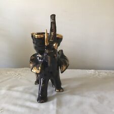 Elefante in ceramica blu scuro e oro 23x16x13