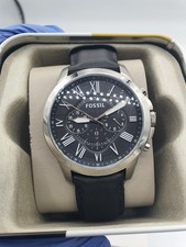 Orologio Uomo FOSSIL GRANT FS4812 Chrono Vera Pelle Nero