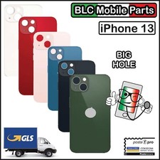 VETRO SCOCCA IPHONE 13 BACK COVER BIG HOLE COPRI BATTERIA APPLE BIANCO NERO RED