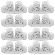 50pz Scatole Porta Caramelle Matrimonio Cuori Fiori Festa Bomboniere Con Nastro B