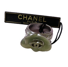 CHANEL Ring Camellia Coco Mark Logo Silver Tone Rhinestone JP13 US6.25 EU53 04P