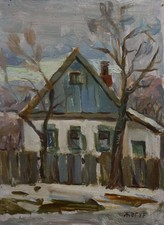 Antico dipinto olio paesaggio