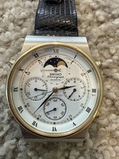 Orologio Vintage Leggi SEIKO Fasi Lunari 7A48-7009 Cronografo Quarzo GIAPPONE Non Testato