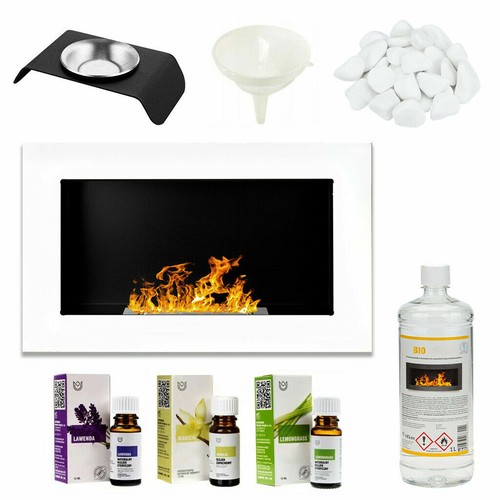 Cheminée bio éthanol blanc - cheminée,