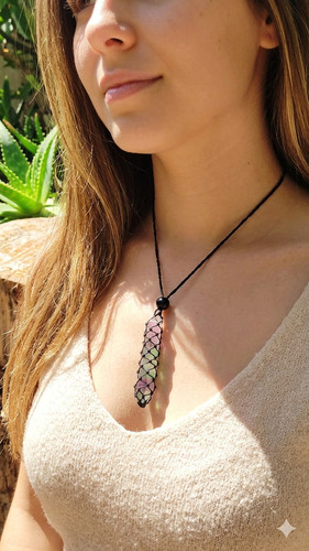 Collana fluorite obelisco - fluorite, in