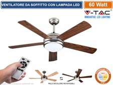 V-TAC VT-6052-5 VENTILATORE DA SOFFITTO 60W LAMPADA LED 15W 3IN1 CAMBIA COLORE