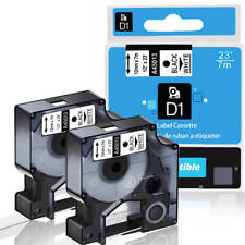 Compatibile per Etichette Dymo D1 Nastro Etichettatura Bianco 45013 1/2" 12mm 2Confezioni 