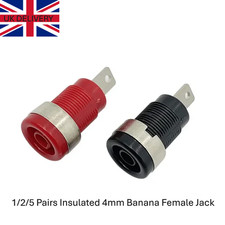 Connettore Presa Pannello Jack Banana Femmina Isolato Sicurezza Rosso Nero 32V 4mm UK