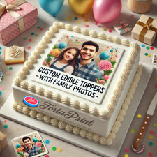 Crea la tua cialda per torta rettangolare personalizzata con foto o immagine