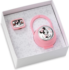 - Disney Minnie Clip Ciuccio, Catenella Portaciuccio Con Box in Argento - Ideale