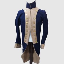 Cappotto Uomo Nuovo Uniforme Guerra Rivoluzionaria Americana Ufficiale Reggimentale Blu Navy
