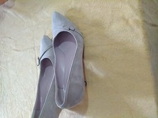 Scarpe Donna Usate 40 Tacco 5 Beige Camoscio Décolleté 