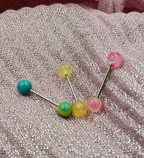 Piercing Acciaio Chirurgico per la lingua con palline colorate