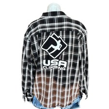 Camicia di flanella USA arrampicata a quadri shacket GRANDE oversize unica scalatrice nera