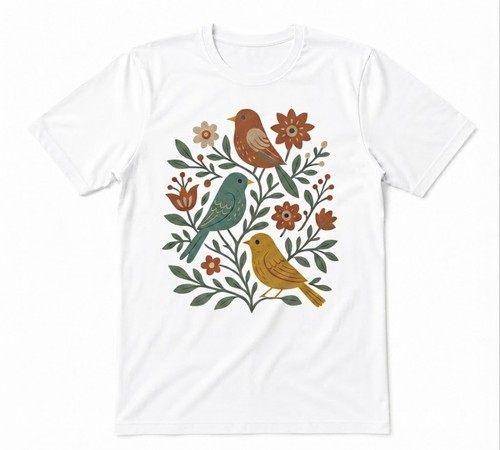 Shirt bianca uccellini - t-shirt,