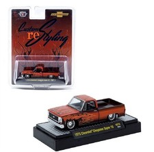 M2 1:64 1973 Chevrolet Cheyenne Super 10 Custom Re Styling Marrone con Fiamma HS70-P8