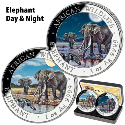 Set monete argento elefante
