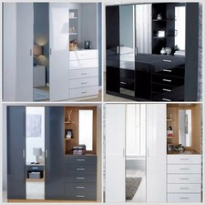 Comodino cassettiera armadio combinato 3 ante a specchio Carleton