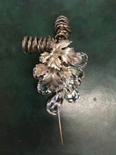 Spilla antica argento con 7 goccie di cristalli cm.9