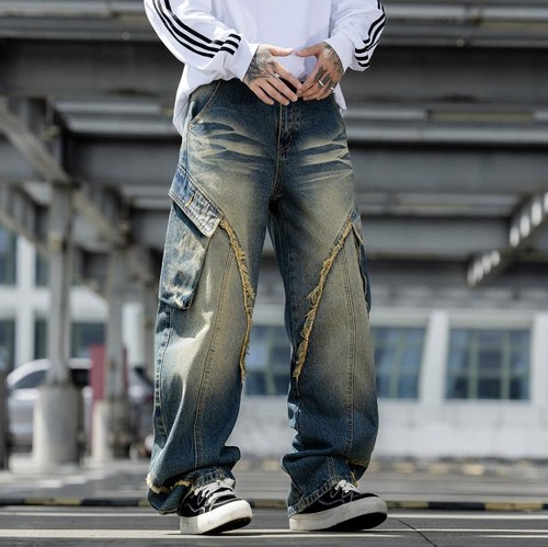 Jeans uomo retrò blu - , denim