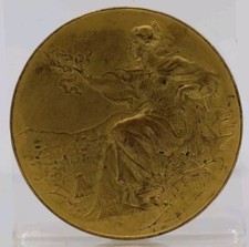 Medaglia ESPOSIZIONE MARSIGLIA 1902 Rame Placcata Oro Massonet Edit.