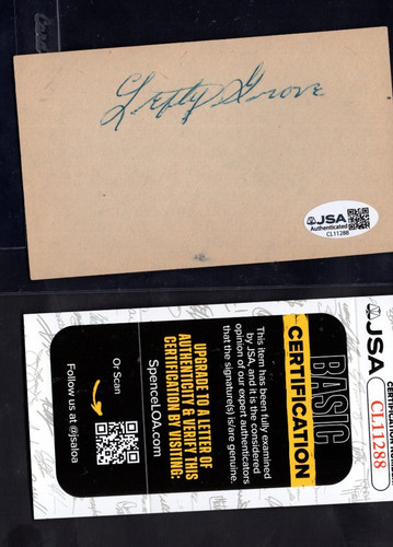 Lefty grove hof autografo - lefty,