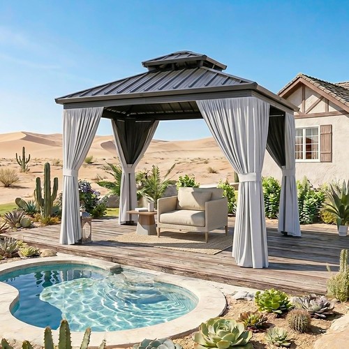 8x8ft hardtop gazebo gray - hardtop,