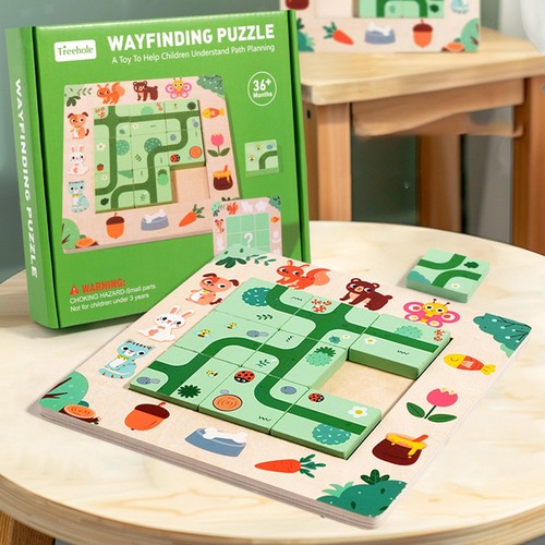 Puzzle con blocchi legno - con,