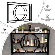  Bar Muro Scaffale per Bottiglie Portabottiglie Portabicchieri da vino con LED