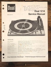 Manuale di servizio giradischi/giradischi Dual Model 1214 *originale*