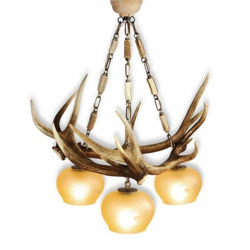 Lampadario con vere corna - , di
