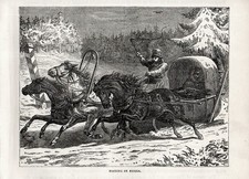 Stampa antica SLITTA TRAINATA