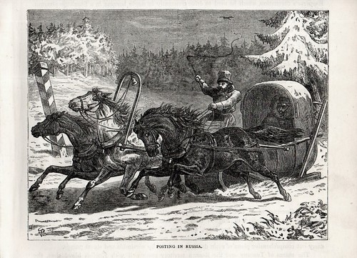 Stampa antica slitta trainata - antica,