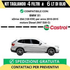 Tagliando per BMW X1 sDrive 20d 120 kw - 6 Lt di Castrol + 4 Filtri anno 2010...