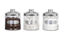 Barattoli Sale Zucchero Caffè Tris 3 Contenitori Vetro Barattolo 300 ML 11 cm