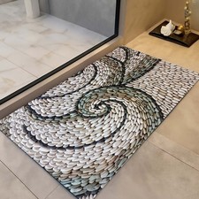 Tappeto naturale Stone Look, design ciottoli, tappeto bagno, motivo a spirale, NeutralCool