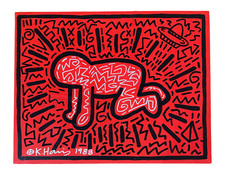 Quadro vintage Keith Haring su tela firmato e timbrato