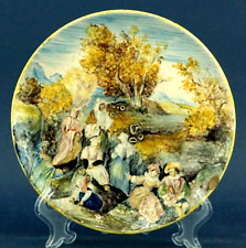 CANTAGALLI Piatto ceramica fine 1800 XIX Decorato a mano IDILLIO CAMPESTRE