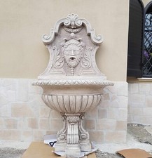 FONTANA DA PARETE A MURO CON VASCA LAVANDINO PER ESTERNO IN CEMENTO MARMO 182 CM