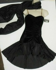 Ruched Latin Velvet spandex w/underleotard DANCE BALLROOM W/Scarf Dress costume