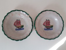 Ceramica Vietri - Coppia Di Piatti Fondi, Anni '20/'30. Ricomposti.