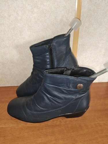 Pavers navy blue leather ankle - leather,