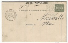 1863 Regno d'Italia - 1 cent. De La Rue Londra isolato su piego per Maranello