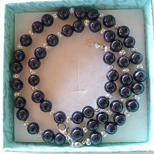 Collana arenaria blu acciaio - e,