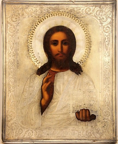Antica icona del cristo 19c - antica,