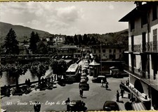 162396  VECCHIA CARTOLINA SVIZZERA ponte tresa lago di lugano bus autobus e auto