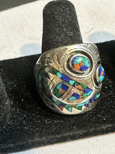 Navajo sterling ring chip art - navajo,